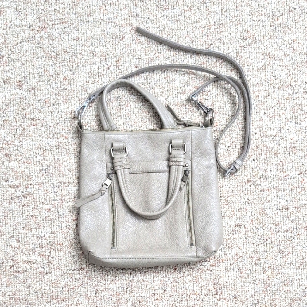 Elegant Gray Leather Tote Bag